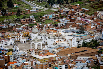 Cityscape of Copacabana, Bolivia. View from above