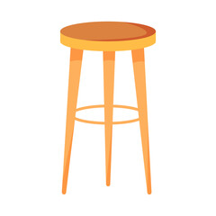 Wooden bar stool semi flat color vector object. Full sized item on white. Contemporary furniture for kitchen. Comfortable chair. Simple cartoon style illustration for web graphic design and animation