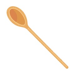 Wooden spoon flat icon. Kitchenware, cooking baking utensils isolated vector illustration. Cutlery and kitchen accessories