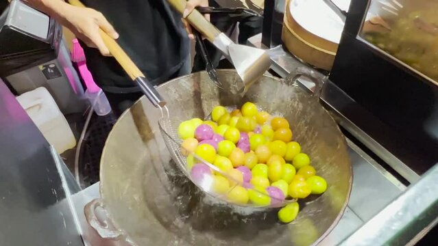 Street Food Deep Fried Sweet Potato Balls Snack