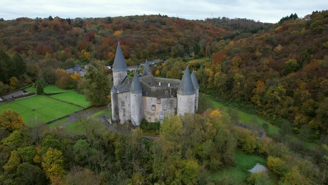 Bourscheid Castle is located near the village of Bourscheid in the north of Luxembourg. It is a medieval castle dating back to Roman times, and it has a circular wall with multiple watch towers.