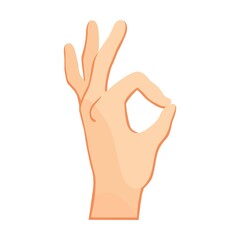 Human hand ok gesture. Arm and wrists, amount signs, open palm, pointing with finger, greeting, fist. Vector illustration for communication, signals