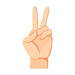 Human hand peace gesture. Arm and wrists, amount signs, open palm, pointing with finger, greeting, fist. Vector illustration for communication, signals