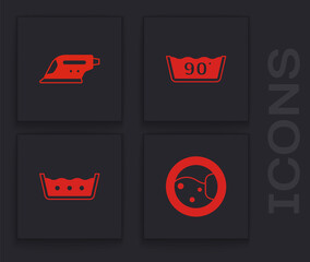 Set Washer, Electric iron, Temperature wash and icon. Vector
