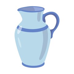 Ceramic jug for drinking tea. Teapot, cup with saucer, mug, bowl, pot, jug isolated on white background. Can be used for home, kitchen, coffee break