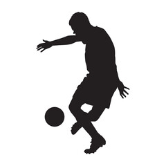 Silhouette of male soccer player dribbling and juggling