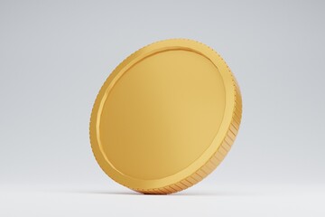 Gold coins on isolate white background,digital wallet. Shopping mobile app,coins Cashback and banking,money-saving.empty copy space,Isolate background.3D rendering illustration.