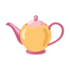 Ceramic dish for drinking tea. Teapot, bowl pot, jug isolated on white background. Can be used for home, kitchen, coffee break