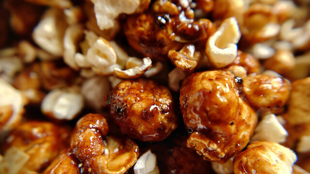 Background image of popcorn with caramel close-up