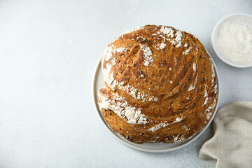 Organic artisan bread on a plate