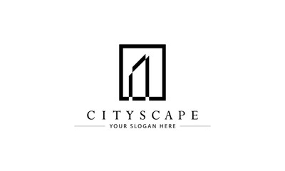 Building logo. Modern building, real estate, cityscape, planning, structure, apartment, property, construction, architecture and residence logo design concept.