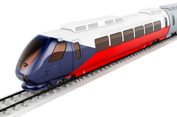 Czech flag painted on the high speed train. Rail travel in the Czech Republic, concept. 3D rendering