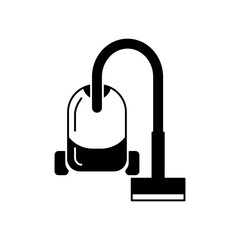 Vacuum cleaner household icon in black flat glyph, filled style isolated on white background