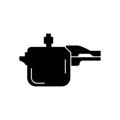 Pressure cooker icon in black flat glyph, filled style isolated on white background