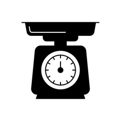 kitchen scale icon in black flat glyph, filled style isolated on white background