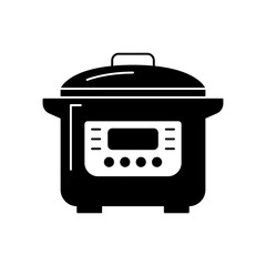 Multicooker icon in black flat glyph, filled style isolated on white background