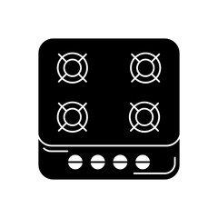 kitchen stove  icon in black flat glyph, filled style isolated on white background
