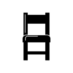 Chair furniture icon in black flat glyph, filled style isolated on white background