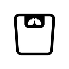 Diet  scales icon in black flat glyph, filled style isolated on white background