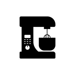 Mixer icon in black flat glyph, filled style isolated on white background