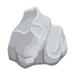 Piece of rock. Stone rock isolated on white. Piles of grey boulders, cobbles and gravels. For mountains, geology, rock fall