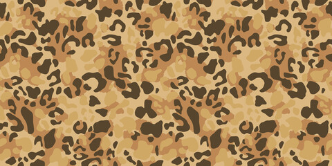 Leopard camo print, seamless pattern. Skin of cheetah, leopard. Fashionable fabric, elegant animal background. Animal spots. Vector camouflage texture © Юрий Парменов