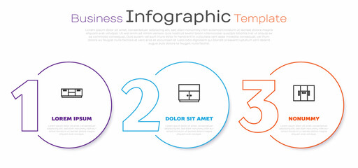 Set line Furniture nightstand, Wardrobe and . Business infographic template. Vector