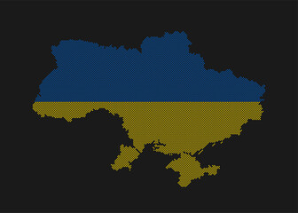 Silhouette map Ukraine, flag made color points