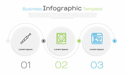 Set line Marijuana joint, Wanted poster and System bug. Business infographic template. Vector