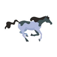 Horse flat vector illustration. Colorful domestic animals, American mustangs standing and running isolated on white