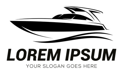 Black and White Color Yacht Boat Logo Design