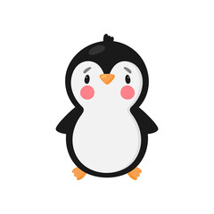Cute Penguin. Cartoon style. Vector illustration. For card, posters, banners, books, printing on the pack, printing on clothes, fabric, wallpaper, textile or dishes.