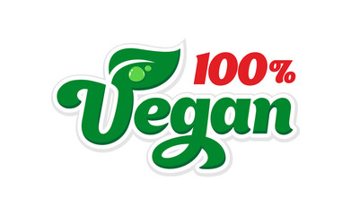 Naklejka premium Vegan typography logo. Bio, Ecology, Organic healthy food signs. Vector on transparent background