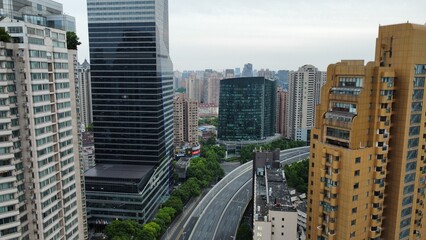 Fototapeta na wymiar Shanghai empty avenue because of lockdown 2022 