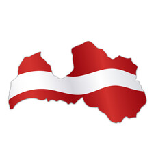 Fototapeta premium latvian flag waving in simplified map of latvia