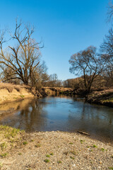 Odra river in early springtime CHKO Poodri in Czech republic