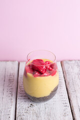 Healthy cold summer exotic smoothie with fruits and raspberries