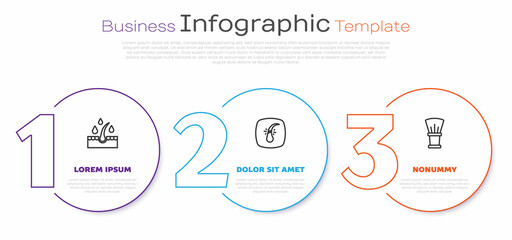 Set line Oil for hair care treatment, Broken follicle and Shaving brush. Business infographic template. Vector
