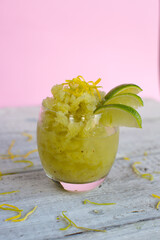 Ice cold summer drink with mint and lime