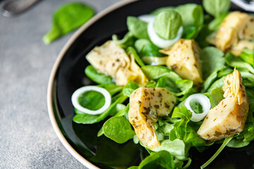 artichoke salad green leaves mix fresh healthy meal food snack diet on the table copy space food background rustic 