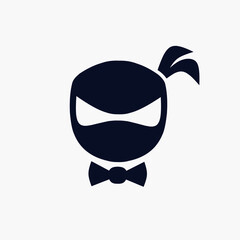 Ninja suit minimalist logo. Simple negative space vector design. © Christosign