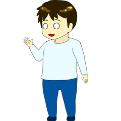 ちびキャラのイラスト（男・横向き）