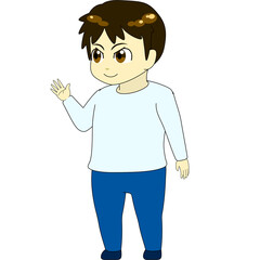 ちびキャラのイラスト（男・横向き）