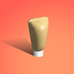 sunscreen 3d icon. Tube of cosmetic cream isolated vector 3d icon