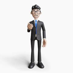 Obraz premium 3d render of character businessman with poses isolated on white background.