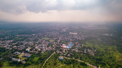Aerial view of an Industrial city in India