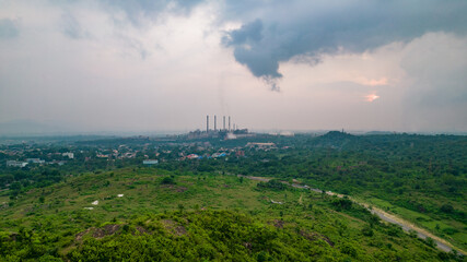 Aerial view of an Industrial city in India
