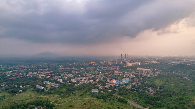 Aerial view of an Industrial city in India