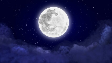 Plakat full moon over blue sky