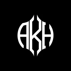 Deurstickers AKH letter logo. AKH best black background vector image. AKH Monogram logo design for entrepreneur and business.  © image
